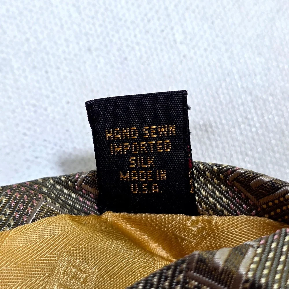 Robert Talbott Necktie Mens Olive Green Geometric Silk Best of Class Tie Office